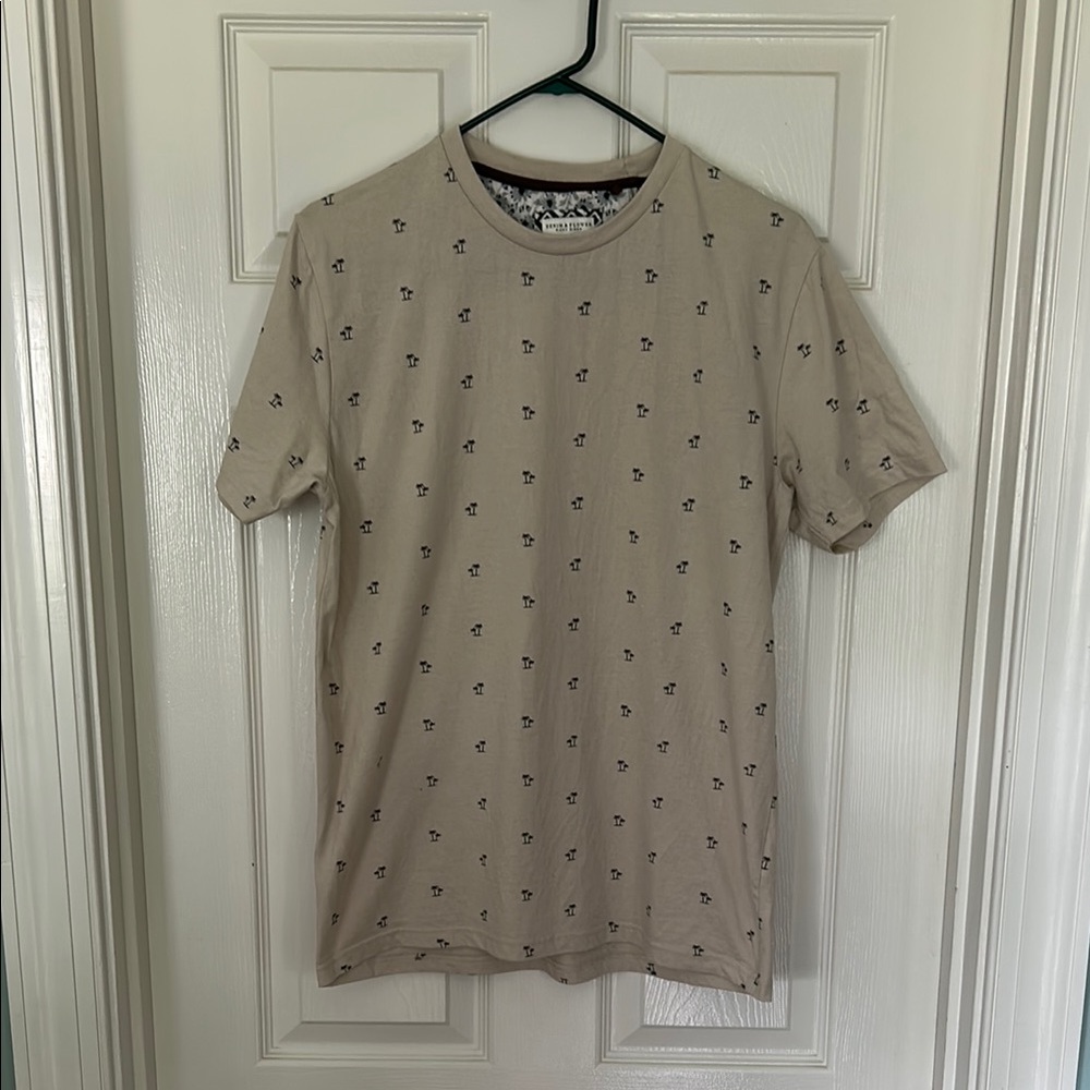 Denim & Flower Men's Beige Palm Tree Print T-Shirt Size M